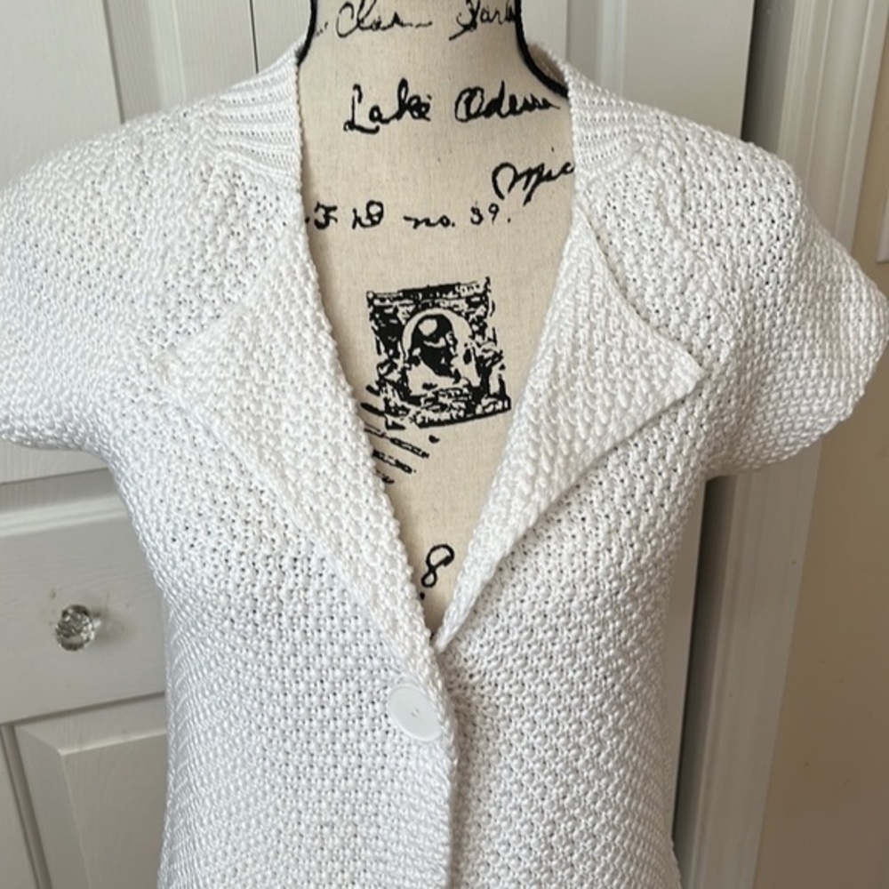 NWT Talbots Chunky Knit White Sweater Jacket Sm Petite - Picture 2 of 7